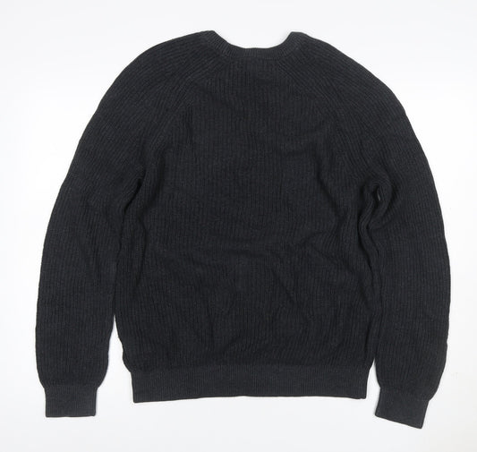 Paul Costelloe Men’s Black L Cable Knit Crew Neck Pullover Jumper