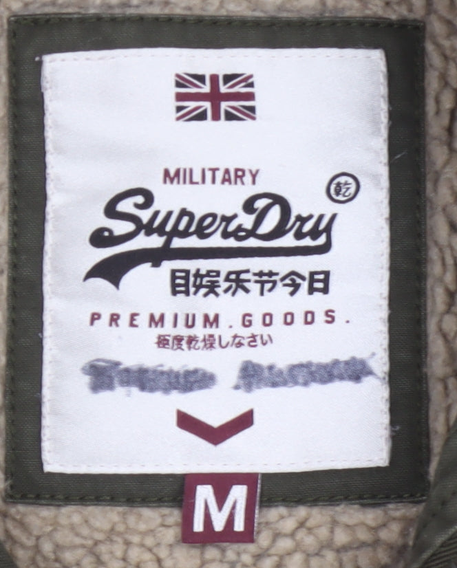 Superdry Mens Green M Military Jacket Cotton Lined Hooded
