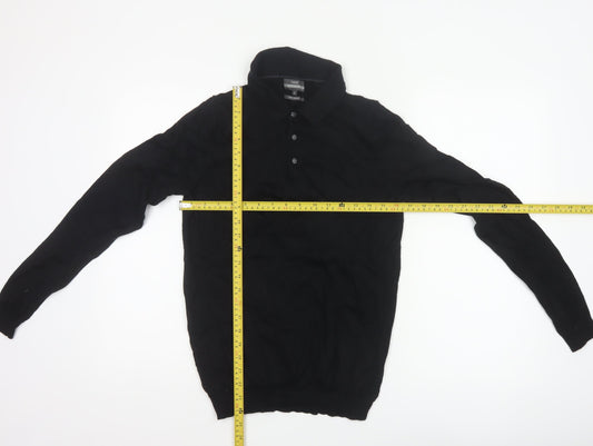 Next Men's Black Small Merino Wool High Neck Henley Jumper
