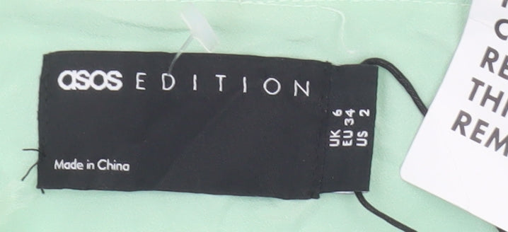 Brand and care label for ASOS Edition Women Green UK 6 Cropped Sequin Ruffle Strappy Tank Top