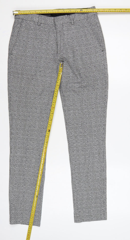 River Island Men Grey Check Slim Fit Dress Trousers UK 28R