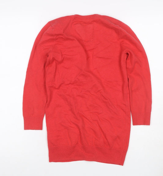 Abercrombie & Fitch Women Red S V-Neck Button Pocket Cardigan