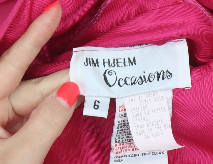Jim Hjelm Women Pink UK 6 Maxi Chiffon Halter Formal Occasion Dress