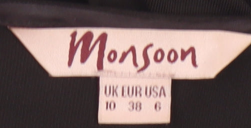 Monsoon Women Black Size 10 Maxi V-Neck Ruffle Formal Dress