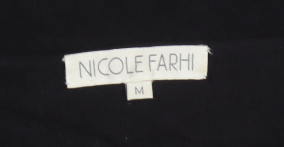 Nicole Farhi Women Black M Wool Blend Round Neck Knit Jumper