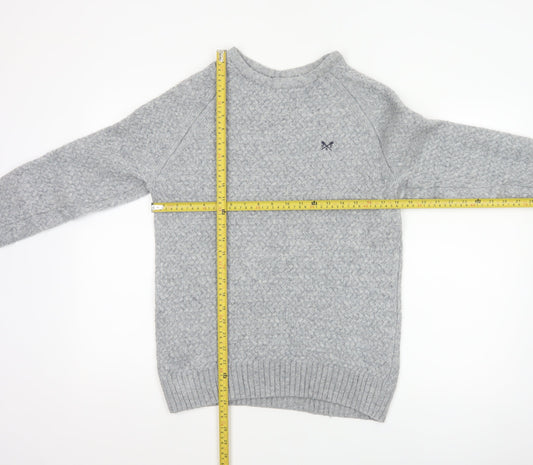 Crew Clothing Company Men's Grey L Cable Knit Lambswool Blend Jumper