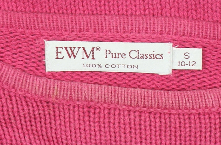 EWM Women Pink UK 10-12 Cotton Crew Neck Raglan Sleeve Jumper