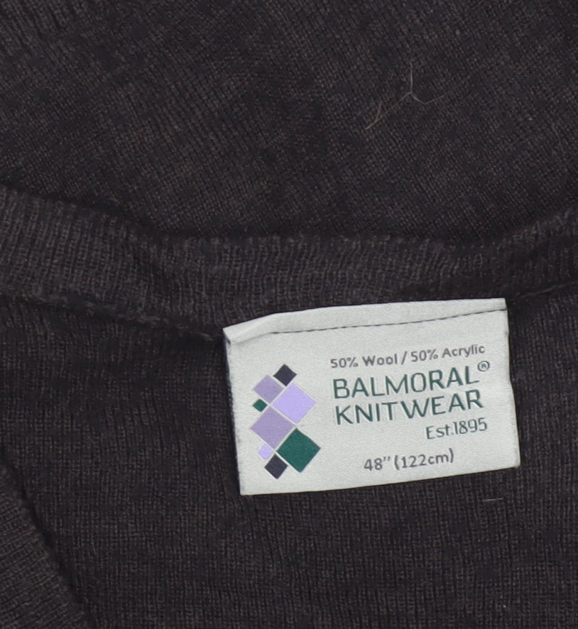 Balmoral Knitwear Men’s Black 2XL V-Neck Wool Blend Pullover Jumper