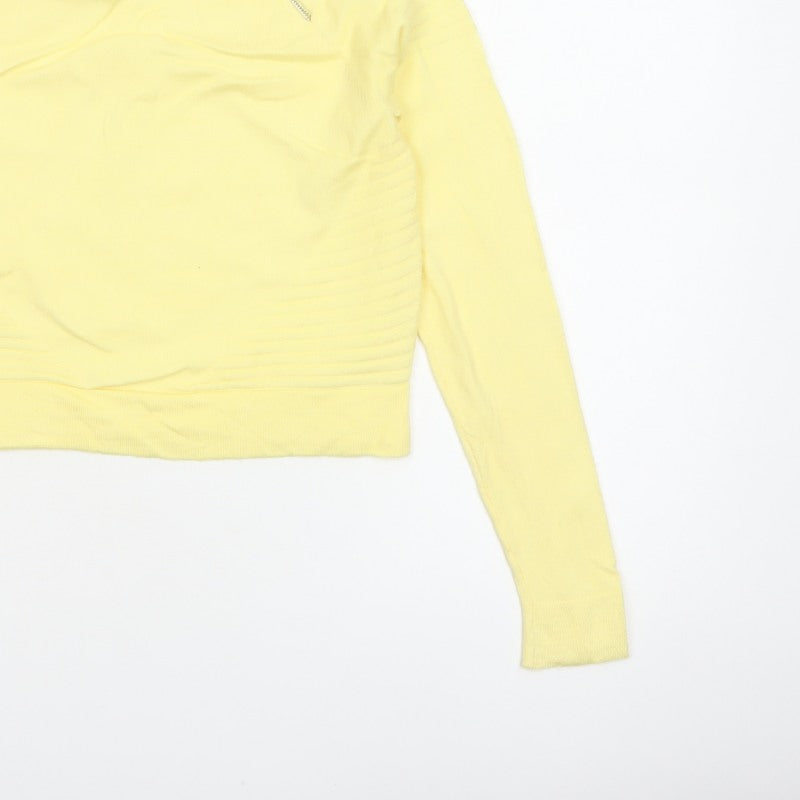 Mohito Women Yellow XS Zip Detail Crew Neck Knit Jumper