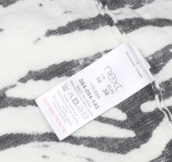 Next Women’s Ivory Zebra Print Open Cardigan UK 10 Linen Cotton