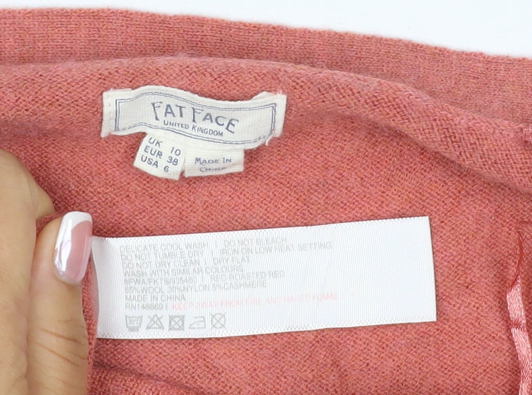 Fat Face Women Pink Wool Cashmere Open Cardigan UK 10 Long Sleeve