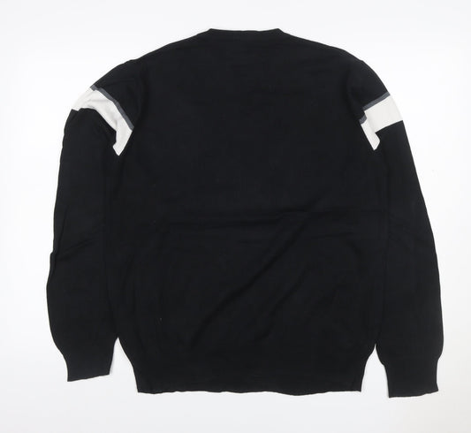 Ben Sherman Men's Black M Cotton Striped Crew Neck Pullover Jumper