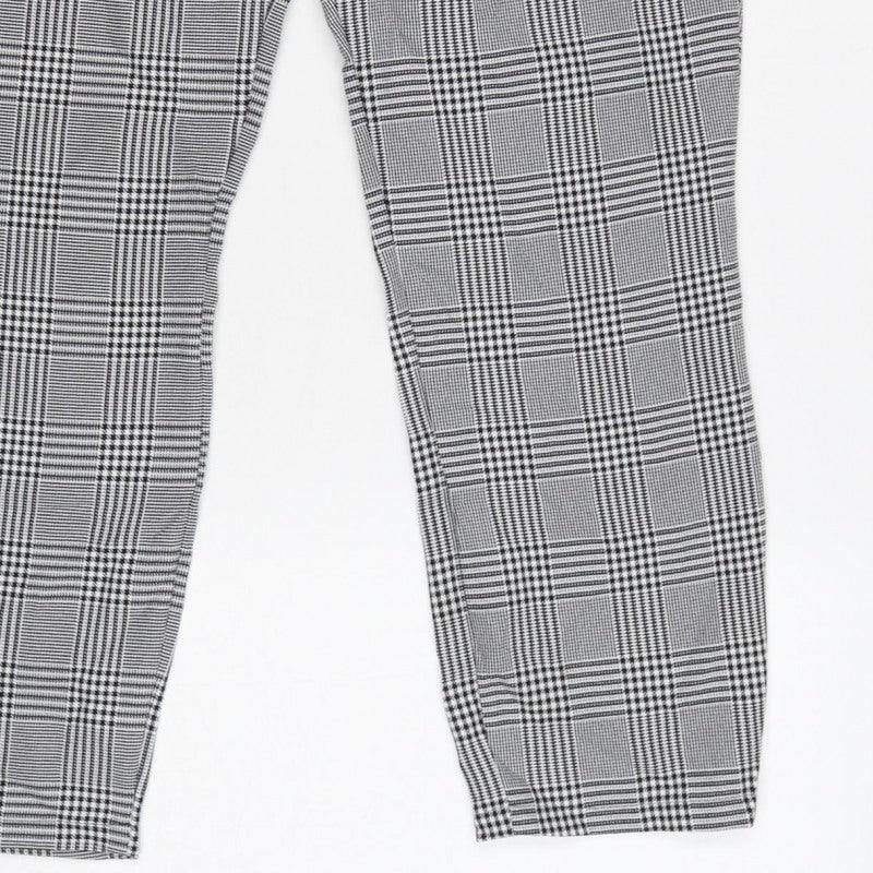 boohoo Women’s Grey Check High Rise Skinny Trousers UK 12