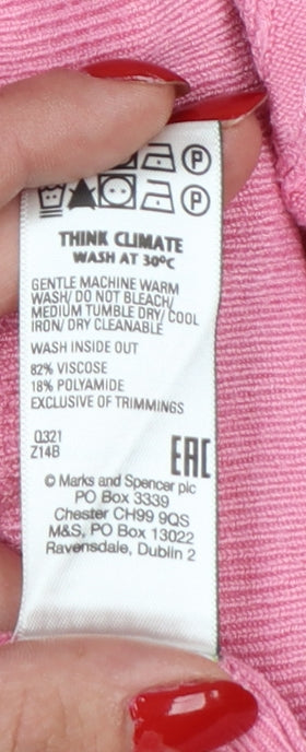 Marks and Spencer Women Pink Size 16 Balloon Sleeve Knit Jumper