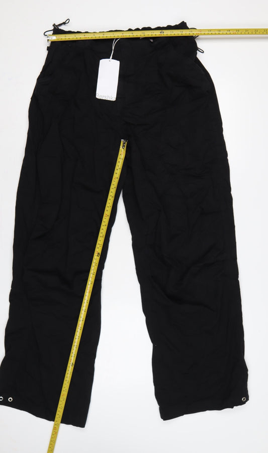 Bershka Women’s Black L Wide-Leg Drawstring Trousers UK 12