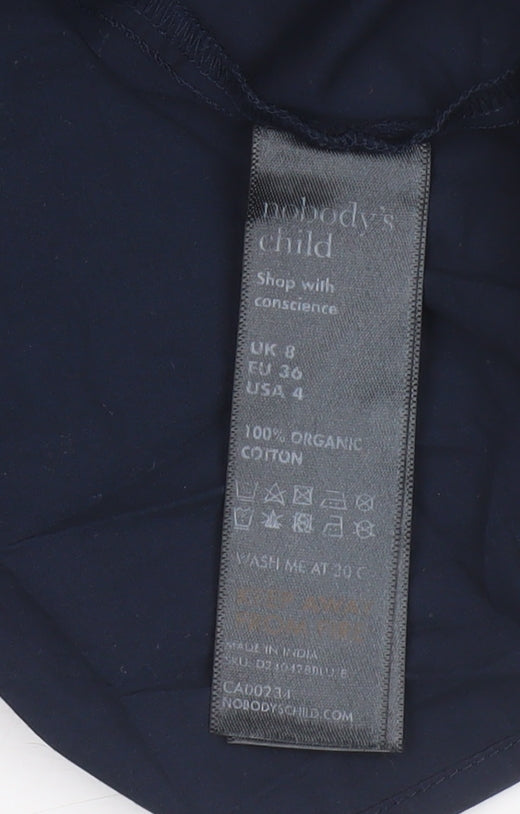 Brand and care label for Nobodys Child Women Blue UK 8 Fit & Flare Puff Sleeve Cotton Dress