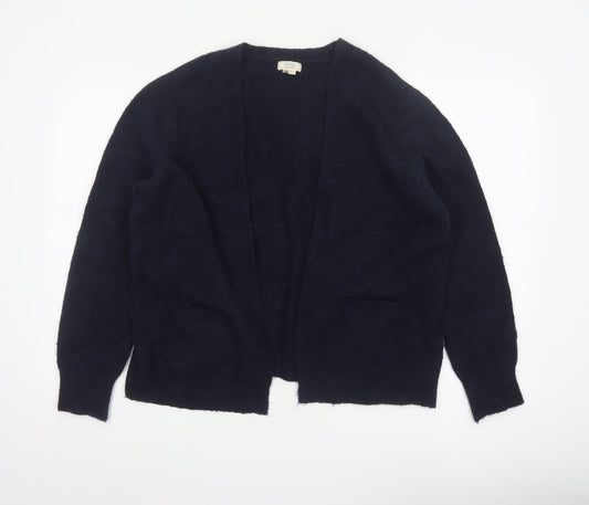 FatFace Women’s Blue Open Knit Cardigan UK 14 Long Sleeve Wool Alpaca