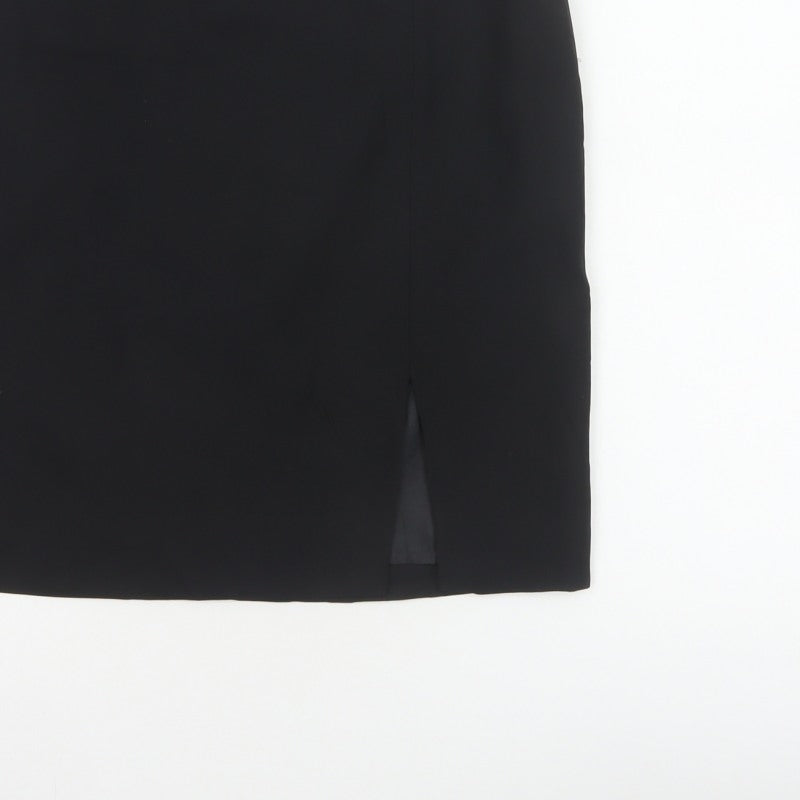 Woolworths Women Black UK 10 Knee Length Pencil Skirt Lined Slit