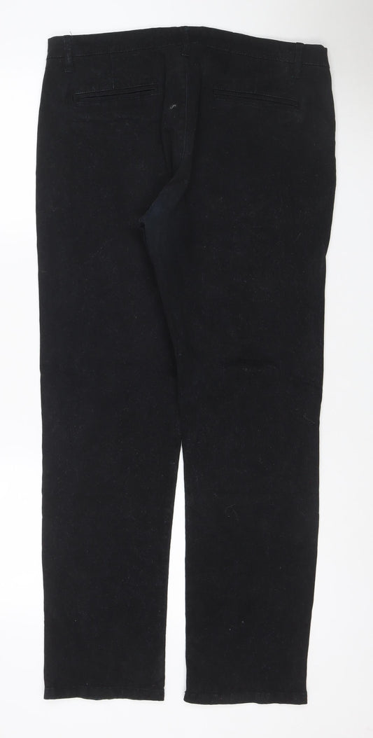 Palm Grove Men’s Black 36 Regular Straight Stretch Chino Trousers