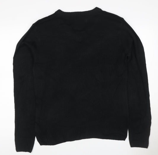 D&H Man Men’s Black XL V-Neck Acrylic Knit Pullover Jumper