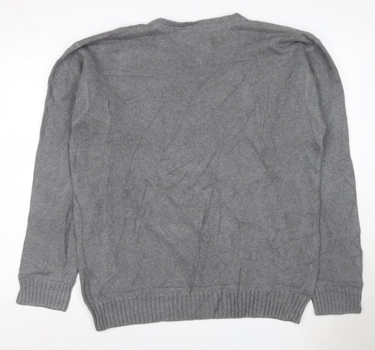 Tommy Hilfiger Men’s Grey Large Cotton Crew Neck Logo Pullover Jumper