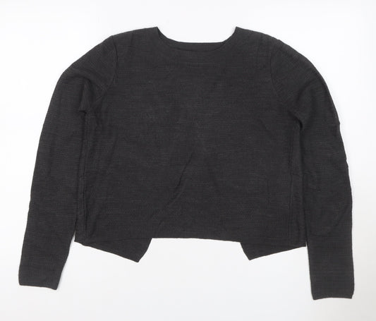 FatFace Women’s Black UK 8 Wrap Knit Long Sleeve Jumper