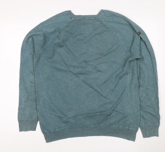 Superdry Men Green XL Cotton Crew Neck Pullover Jumper Logo