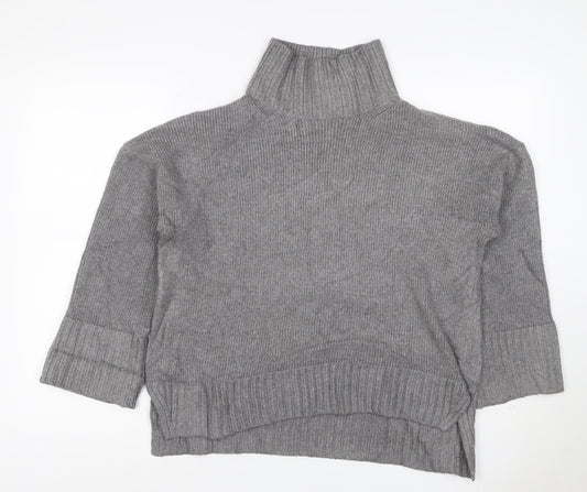 Abercrombie & Fitch Women Grey M Roll Neck Knit Pullover Jumper