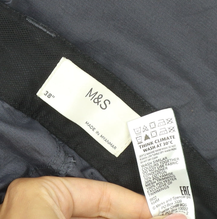 Marks and Spencer Men Grey 38in Cargo Shorts Lightweight Zip Pockets