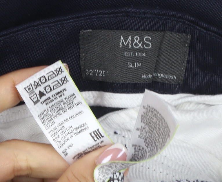 M&S Men’s Blue 32W 29L Slim Tapered Stretch Jeans
