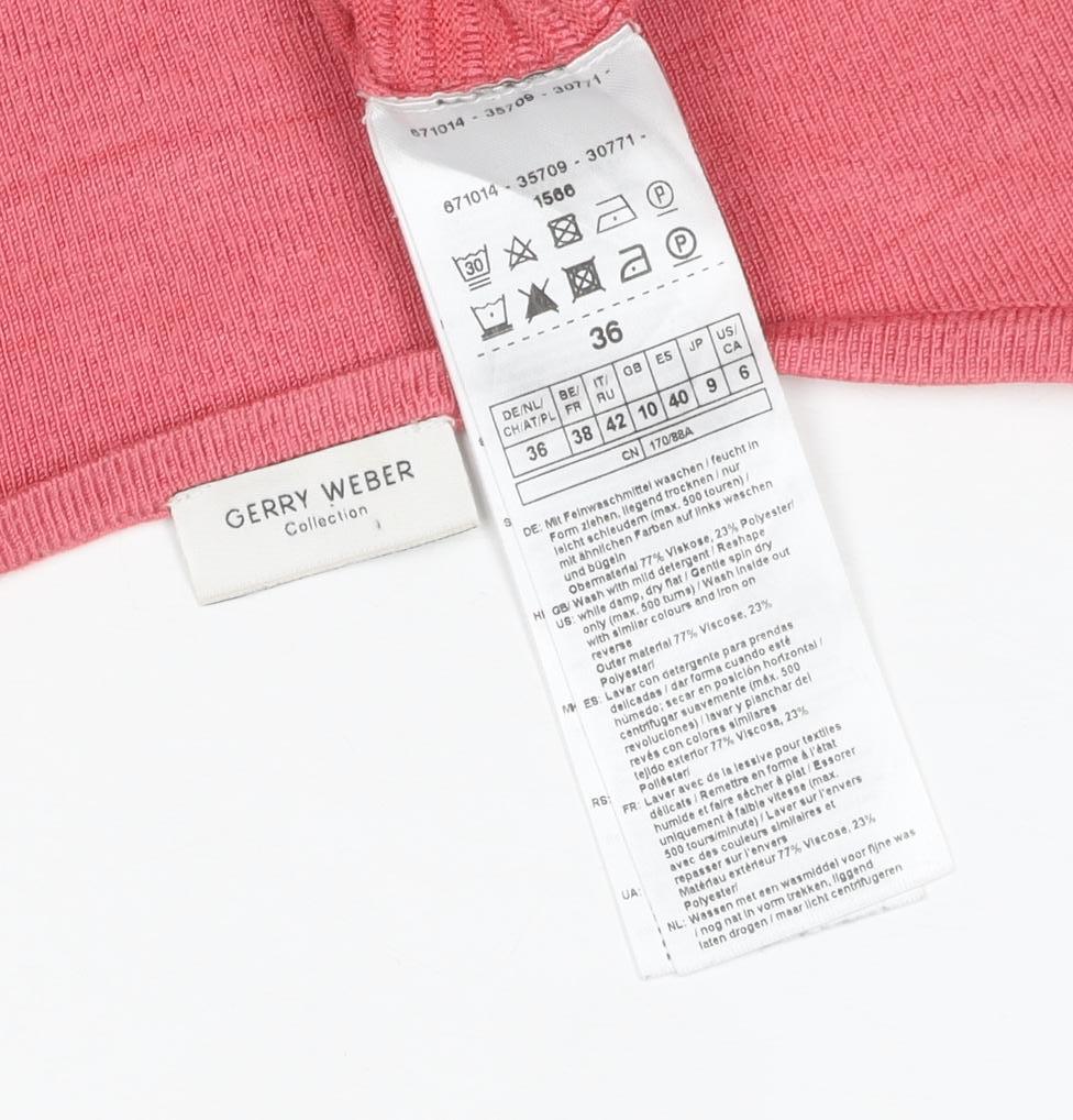 Gerry Weber Women Pink UK 10 Long Sleeve Round Neck Textured Knit Jumper