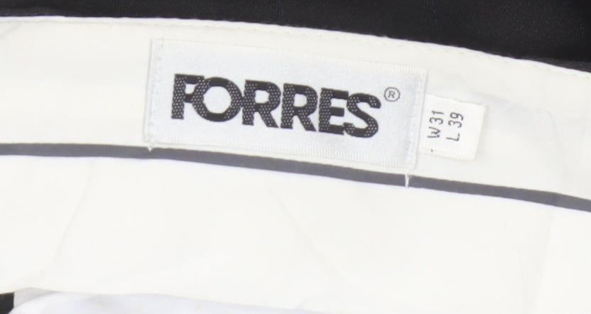 Korres Men Black W31 L39 Wool Blend Pleated Pinstripe Dress Trousers