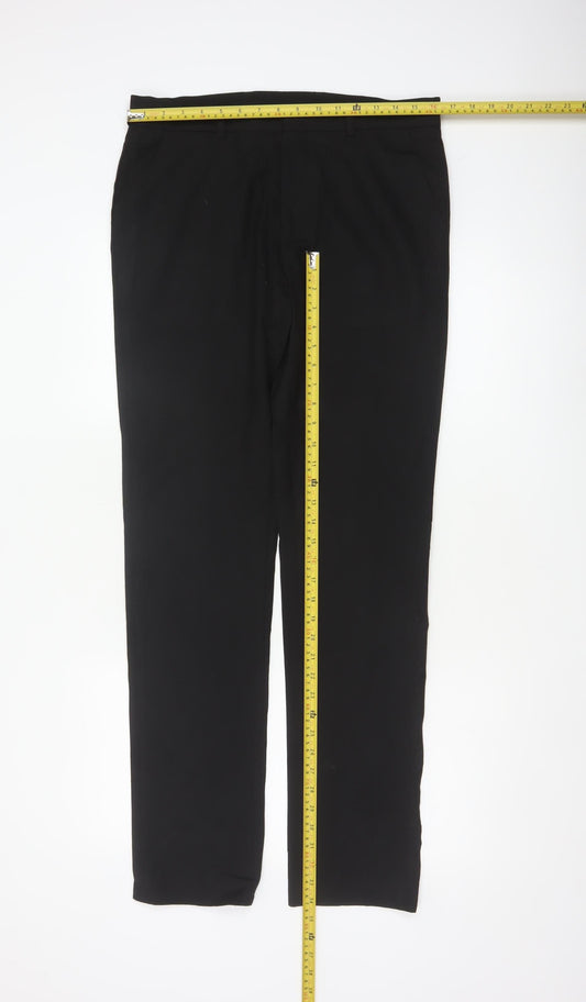 Topman Men’s Black 32L Straight Flat Front Dress Trousers