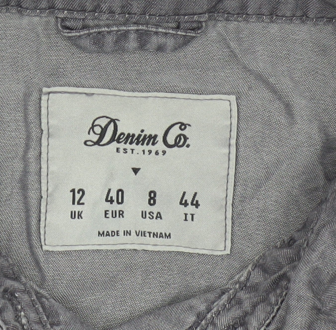 Additional view of Denim Co. Women’s Grey UK 12 Lyocell Button-Up Long Sleeve Shirt