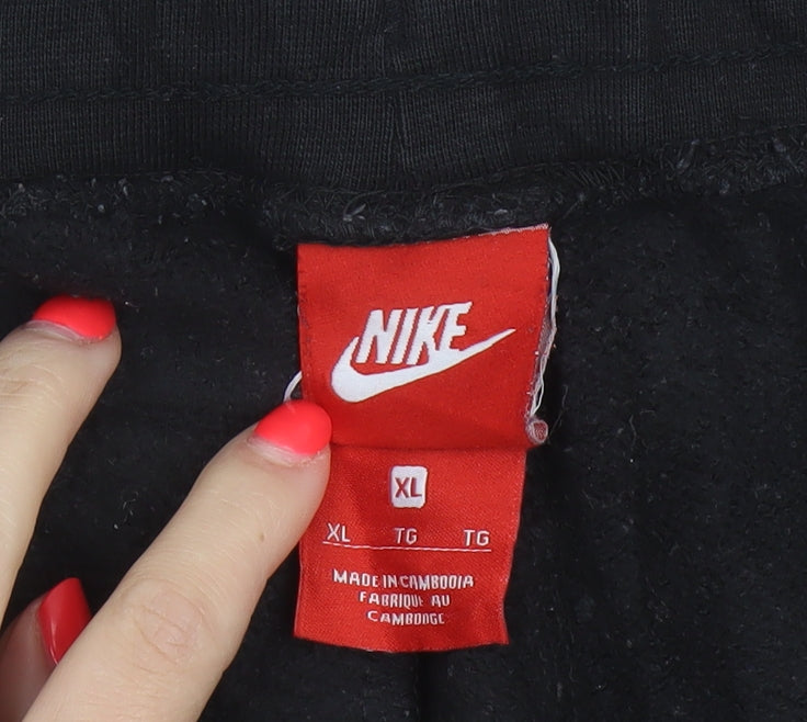 Nike Air Men's Black XL Fleece Jogger Sweatpants Logo Zip Pocket