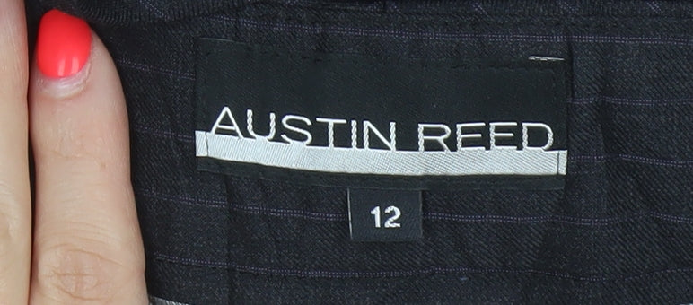 Austin Reed Women Black Pinstripe UK 12 Wool Tailored Trousers