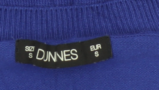Dunnes Women Blue S Fine Knit Crew Neck Zip Hem Jumper