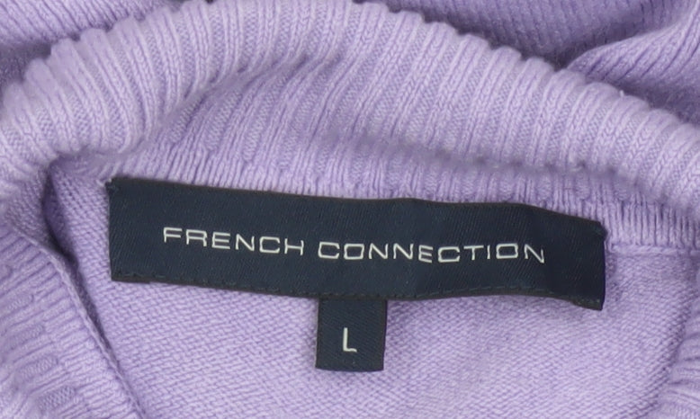 French Connection Women Purple L Roll Neck Knit Pullover Jumper