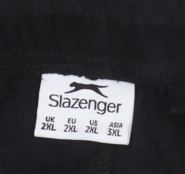 Slazenger Men’s Black 2XL Sweatpants Elastic Waist Logo Straight Leg