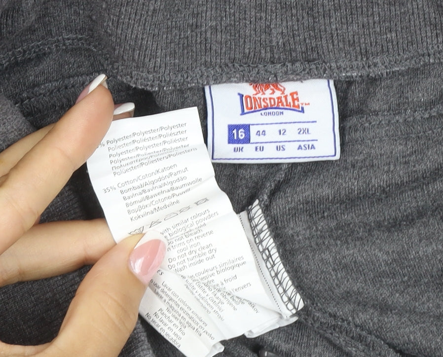 Lonsdale London Women’s Grey UK 16 Jogger Sweatpants Logo