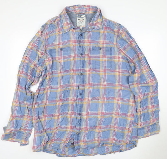 FatFace Men's Blue Check Cotton XL Long Sleeve Button-Up Casual Shirt
