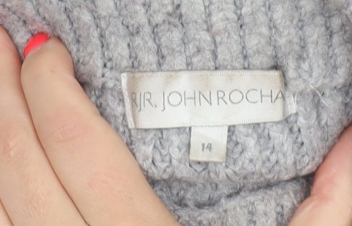 Additional view of John Rocha Women Grey, size 14, Roll Neck Chunky Knit Jumper