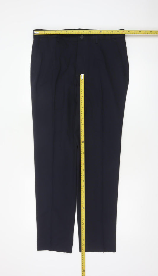 Marks and Spencer Men Navy 34in Skinny Dress Trousers Smart Work 31in