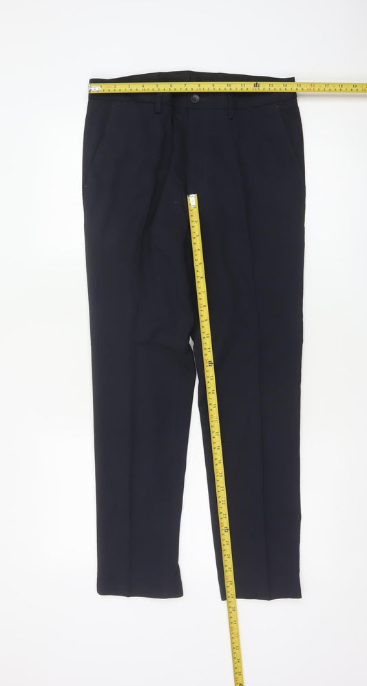 Marks and Spencer Men Blue 30/29 Skinny Smart Dress Trousers