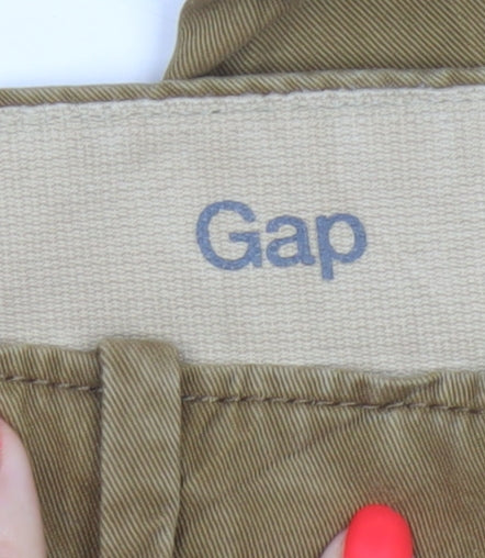 Gap Men's Beige 32/32 Regular Straight Cotton Chino Trousers