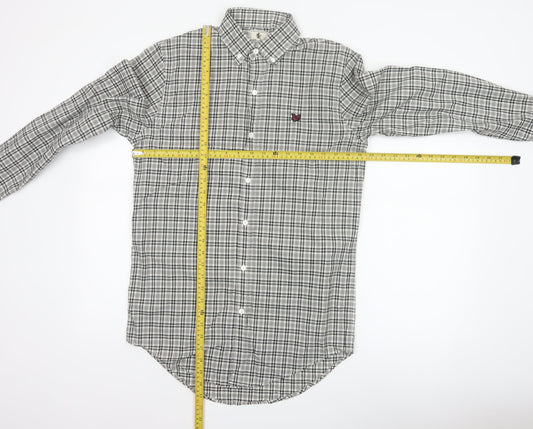 Lyle & Scott Men’s Grey Check Cotton Button-Up Shirt Size S Long Sleeve