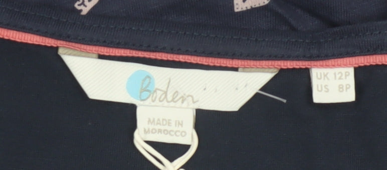 Boden Women Blue Petite UK 12 Jersey Ruched Knee Length Sheath Dress