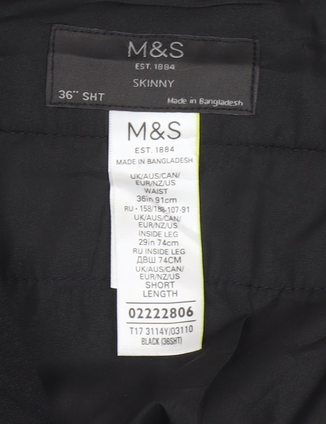 Marks & Spencer Men’s Black 36S Skinny Formal Trousers 36in