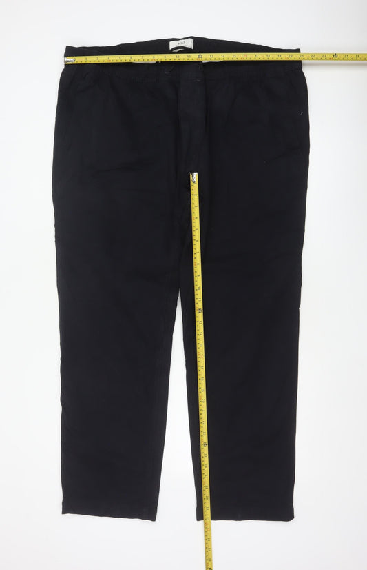 Marks & Spencer Men Black 3XL Straight Fit Drawstring Trousers