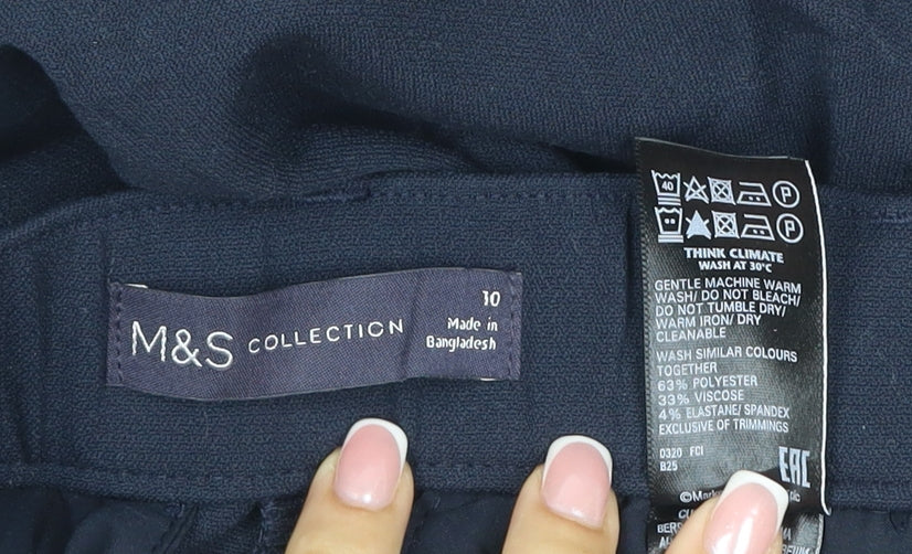 Marks and Spencer Women Navy Blue UK 10 Straight Leg Dress Trousers
